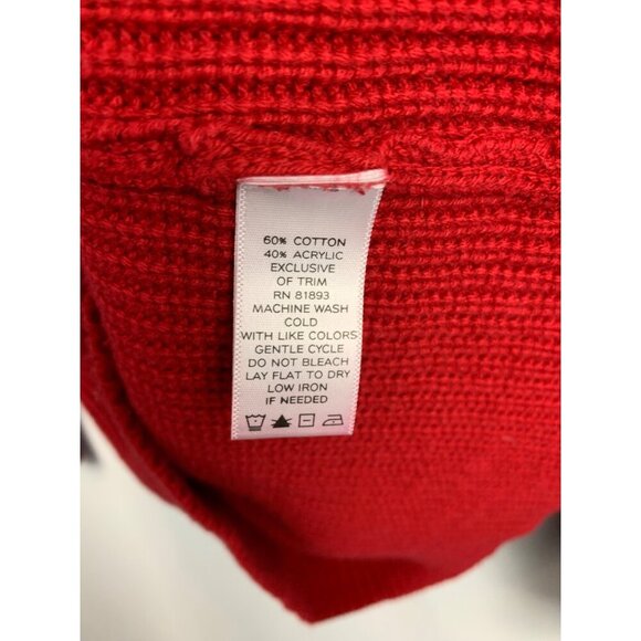 D&Co Red Ribbed Button-Up Cardigan Sweater XS Cotton Acrylic Pockets - Picture 6 of 6